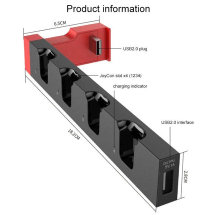iPega Stand for Charging Nintendo Switch Joy-Con at Home - 4-slot USB charging dock with indicator lights
