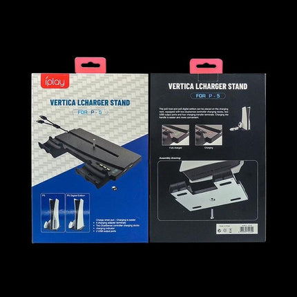 Iplay Charging Stand for PS5 Controllers in Home Gaming — dual dock charging stand for PS5 controllers in family living room