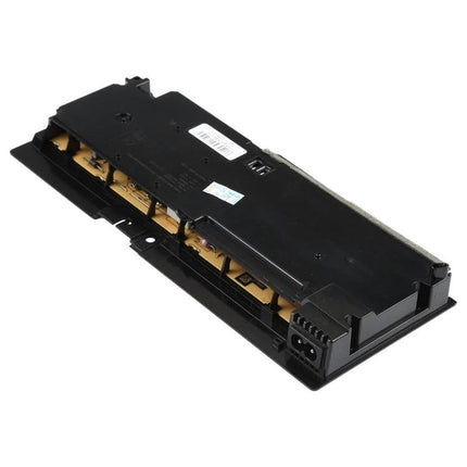 Power Adapter for Everyday PS4 Slim Gaming at Home replacement unit shown at angle, black power module for PS4 Slim