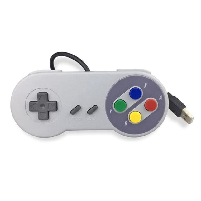 Wired USB Game Controller for PC and Mac with 1.5 Meter Cable - retro-style USB gamepad with D-pad and colored ABXY buttons
