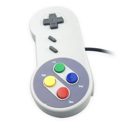 Wired USB Game Controller for PC and Mac with 1.5 Meter Cable - white retro-style USB controller with colored A B X Y buttons and 1.5m cable