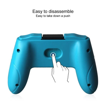 OIVO Grips for Comfortable Home Gaming with Nintendo Switch ergonomic blue grip showing easy disassemble push button