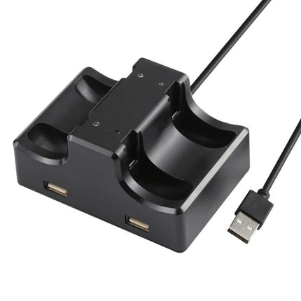 Home Charging Stand for Nintendo Switch Controllers by iplay - black 4-port Joy-Con charging dock with USB cable