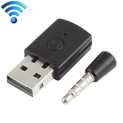 Compact Bluetooth Adapter for Home Gaming and Music Use - black USB Bluetooth audio dongle with 3.5mm jack adapter for PS4 and smartphones