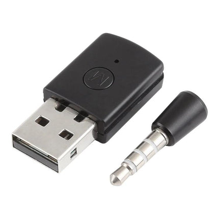 Compact Bluetooth Adapter for Home Gaming and Music Use - black USB Bluetooth audio dongle with 3.5mm jack adapter