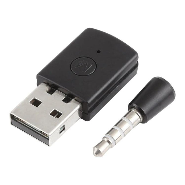 Compact Bluetooth Adapter for Home Gaming and Music Use - black USB Bluetooth audio dongle with 3.5mm jack adapter