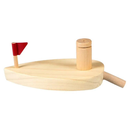 Wooden Balloon-Powered Bath Boat Toy With 2 Balloons, 16cm
