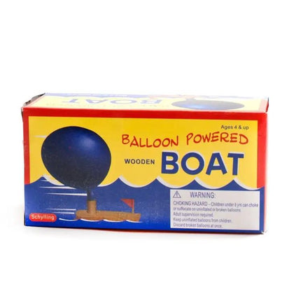 Wooden Balloon-Powered Bath Boat Toy With 2 Balloons, 16cm