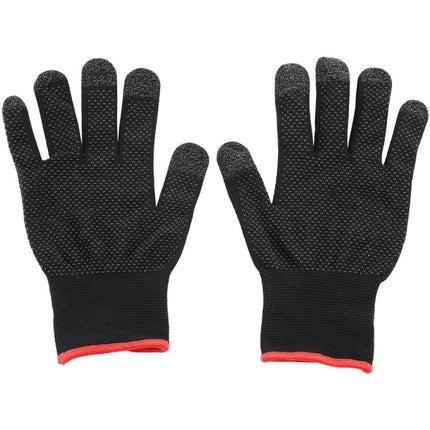 Comfortable Gloves for Touch Screens in Daily Life - black knit touchscreen gloves with textured grip and red trim