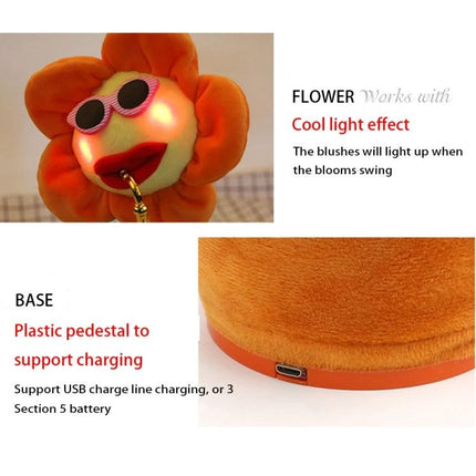 Adorable Plush Toy for Children's Daily Music Fun at Home with light-up flower face and USB charging base