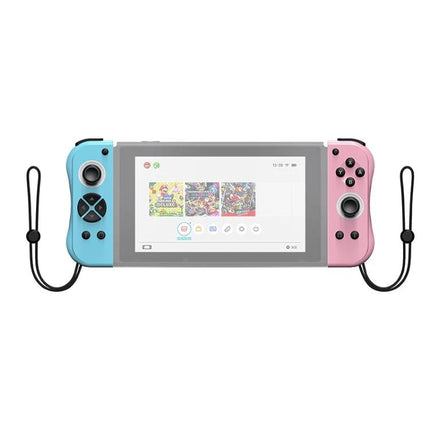 Joy-Con Style Controllers for Daily Nintendo Switch Gaming shown attached to console in blue and pink wireless set