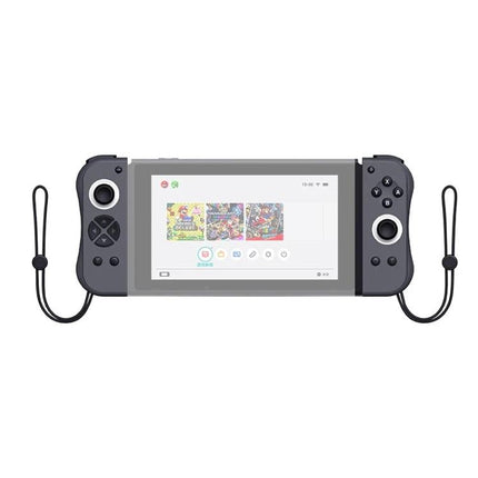 Joy-Con Style Controllers for Daily Nintendo Switch Gaming showing dark gray wireless controllers attached to a Switch for family game nights