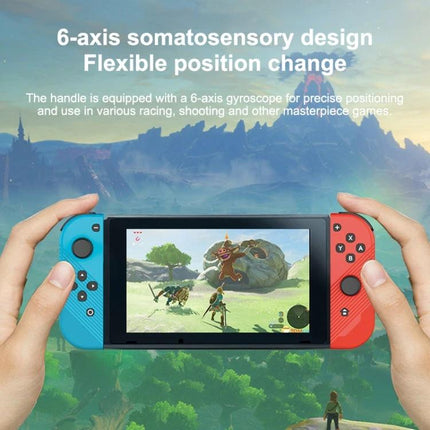 Joy-Con Style Controllers for Daily Nintendo Switch Gaming showing blue and red wireless controllers attached to a Switch with game scene