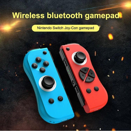 Joy-Con Style Controllers for Daily Nintendo Switch Gaming - blue and red wireless Bluetooth Joy-Con style controllers shown attached/separate for family game nights