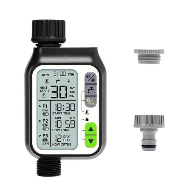 NADSTER Garden Waterer With Timed Rain Sensor Single Outlet digital timer with rain sensor and two hose adapters