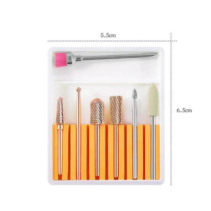 Nail Art Grinding Heads Set For Nail Polishing At Home - 10-piece boxed alloy tungsten steel and plastic heads with brush for DIY manicure
