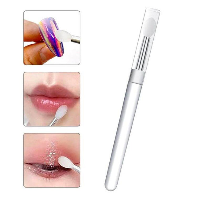 Nail Art Silicone Applicator Sticks 2-Pack For Powder And Eyeshadow - silicone tip tool applying powder to nails, lips, and eyes