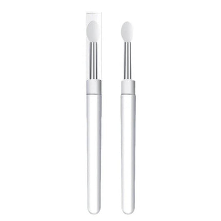 Alt Tag: Nail Art Silicone Applicator Sticks 2-Pack For Powder And Eyeshadow white silicone tip applicators with aluminum tubes and plastic handles