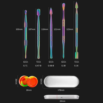 Nail Art Tool Set 5 In 1 For DIY Home Manicure And Nail Art – stainless steel multicolor 5-in-1 manicure tools with case and wax pots