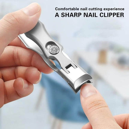 Alt Tag: Nail Cutter With Anti Splash Design Stainless Steel precision 3D curved cutting edge for clean fingernail and toenail trimming