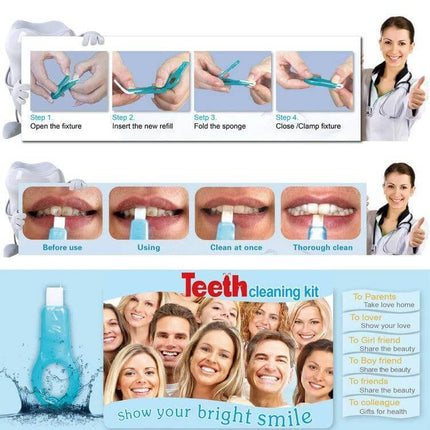 Nano Teeth Whitening Set Enamel Safe For Daily Care - step-by-step use, before and after touch-up results, compact 60g kit