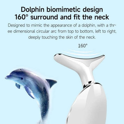 Neck Beauty Massager, Oval Shape For Neck And Facial Relaxation dolphin‑style 160° fit with sonic vibration, ionic infusion and 45°C heat therapy