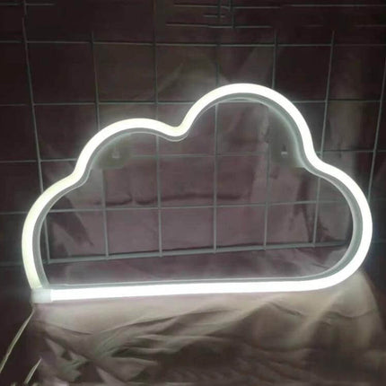 Neon LED Modeling Lamp Night Light For Indoor And Outdoor Use USB Powered - White Cloud Shape Neon Tube On Shelf