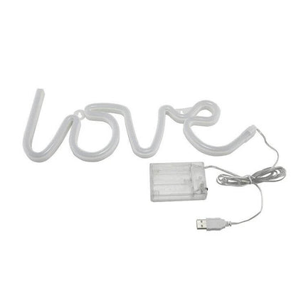 Neon LED Modeling Lamp Night Light For Indoor And Outdoor Use USB Powered white 'love' neon sign with USB battery pack