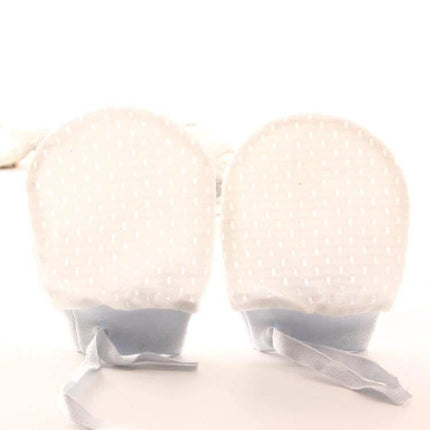 Newborn Baby Anti-Scratching Mesh Mittens With Adjustable Drawstring - soft breathable nylon mesh mittens in pale pattern, gentle protection for newborn hands