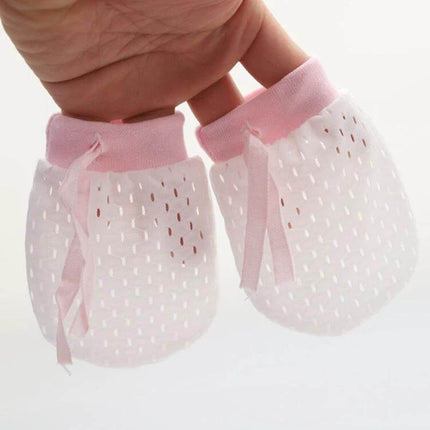 Newborn Baby Anti-Scratching Mesh Mittens With Adjustable Drawstring soft breathable pink nylon mesh baby mittens