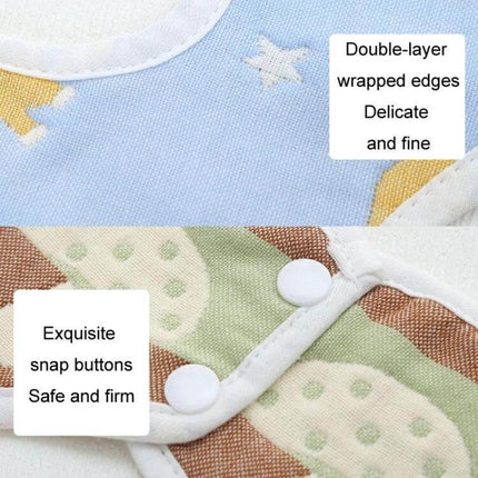 Newborn Baby Petal Waterproof Bib Dual Sided Set Of 2 Gauze Cotton close-up showing double-layer edges and white snap buttons