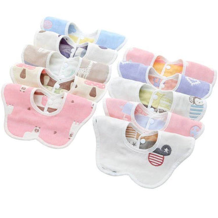 Newborn Baby Petal Waterproof Bib Dual Sided Set Of 2 Gauze Cotton - soft dual-sided cotton and waterproof baby bibs in assorted colors