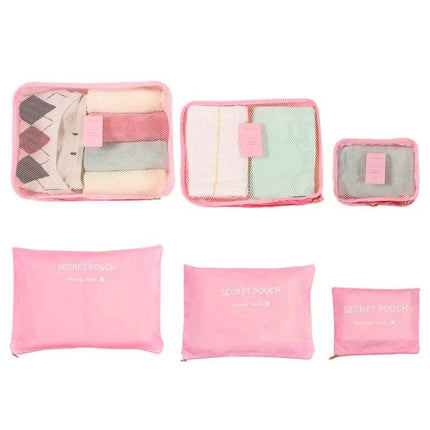 NIBESSER Travel Mesh Packing Cube Set For Clothes, 6 Piece - Pink 6-piece packing cubes with breathable mesh panels and zipper pouches