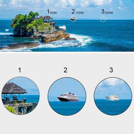 Night Vision Monocular Telescope With Tripod For Outdoor Camping And Birding showing 20x–60x magnification view of island and distant ships