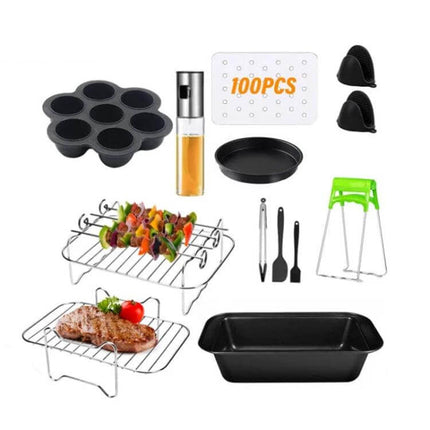 Ninja Foodi 8 Quart 11 In 1 Air Fryer Accessory Set Kit with non-stick bread pan pizza pan racks skewers and grill accessories