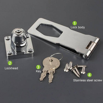 No Hole Hook With Locking Hasp For Drawers 4 Inch Interlocking stainless steel lock set with keys and screws for drawers