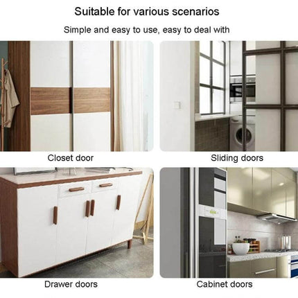 No Punch Invisible Door Suction Magnetic Catch For Wardrobe Doors slim L-type nickel finish shown on closet, sliding, drawer and cabinet doors