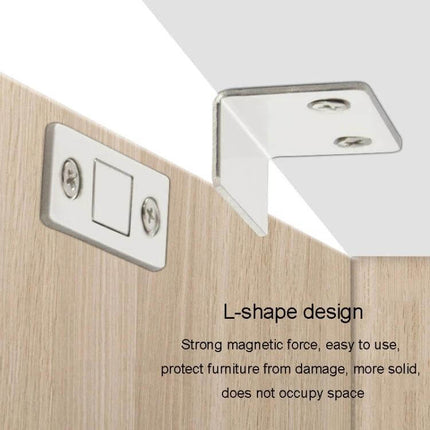 No Punch Invisible Door Suction Magnetic Catch For Wardrobe Doors slim L-shape nickel-plated magnetic catch for wardrobe and cabinet doors