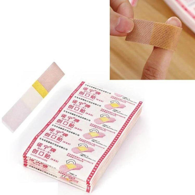 Noning Waterproof Band Aid 100 Count Box For Everyday Wounds practical waterproof 8.5x2.9cm bandages with absorbent pad shown in use