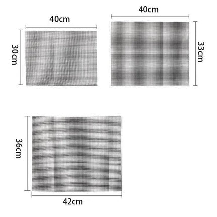 Nonstick Grill Mat 30x40 Cm For Easy Grilling On Barbecues — Teflon nonstick grill mat 30x40 cm shown with 40x30cm and larger size diagrams