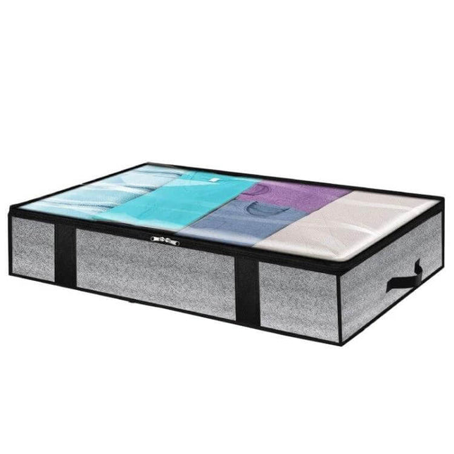 Nonwoven Foldable Underbed Storage Bag Gray 100x50x18cm - gray bamboo charcoal non-woven foldable underbed storage for quilts and clothes, zipper top