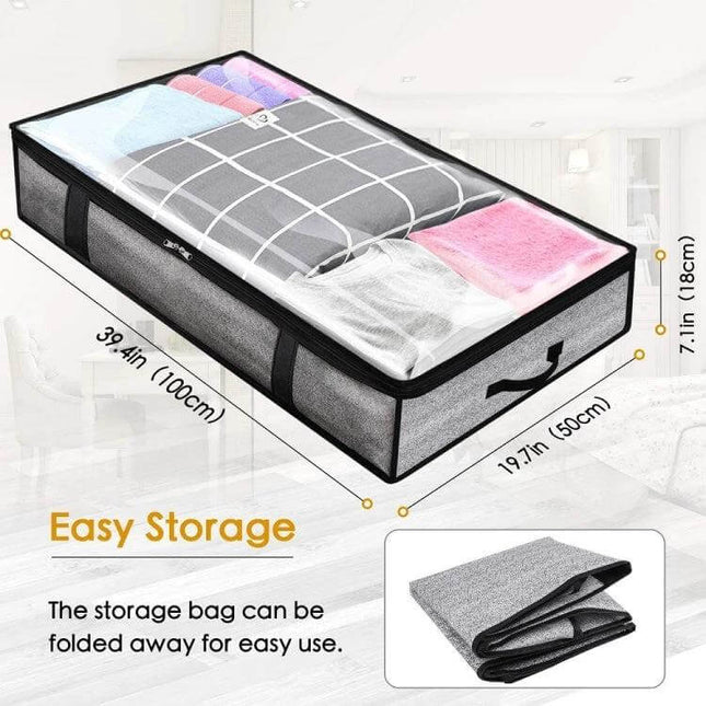 Nonwoven Foldable Underbed Storage Bag Gray 100x50x18cm - gray bamboo charcoal nonwoven underbed storage for quilts blankets