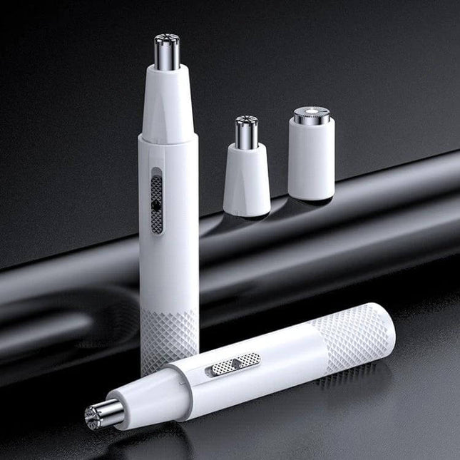 Nose Hair Trimmer For Unisex Use, USB Rechargeable Mini Clipper - compact white ABS body with stainless steel 360-degree blades for travel and home