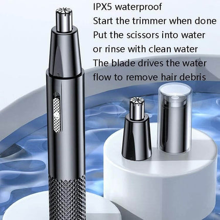 Nose Hair Trimmer For Unisex Use, USB Rechargeable Mini Clipper - compact IPX5 waterproof stainless steel blades, 360-degree design for safe travel and home grooming