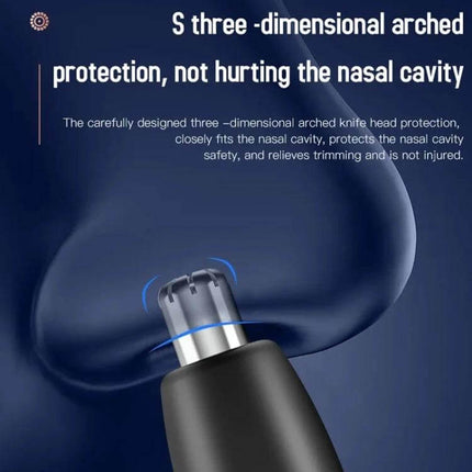 Nose Hair Trimmer With Rechargeable Battery For Daily Grooming – pen-sized stainless steel double-edged cutter with S-shaped arched head for safe nasal trimming