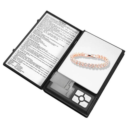 Notebook Shape Jewelry Scale 2000g Capacity For Fine Jewelry - compact notebook-style digital scale weighing bracelet with 0.1g accuracy and 1.9-inch LCD