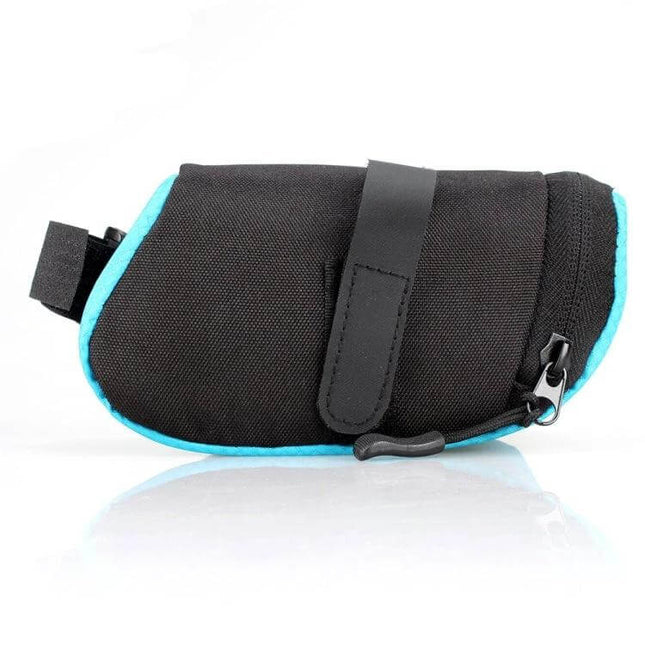 Nylon Bicycle Saddle Bag For Small Essentials On Rides compact black 600D nylon saddle bag with zipper and strap attachment