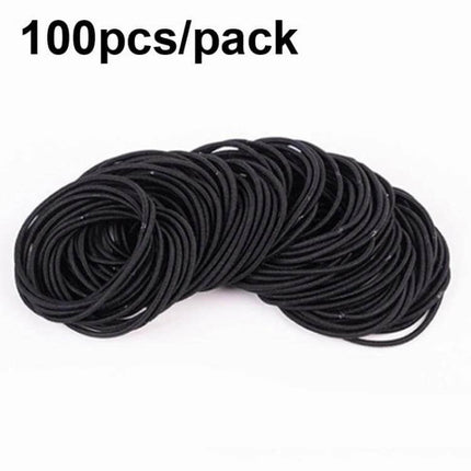 Nylon Hair Ties 100-Pack For Everyday Hair Styling – black nylon elastic hair bands, 100pcs pack, 5cm diameter for ponytails, buns and braids