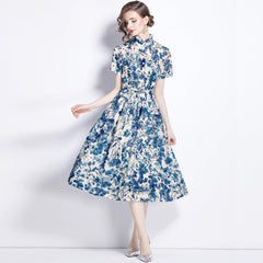 Floral Print Slim Fit Short Sleeve Dress