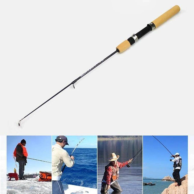 Portable Ice Fishing Rod, 27 cm, Lightweight for Easy Carry - carbon fiber collapsible ice fishing rod with foam handle, 60 cm extended, ready-to-use